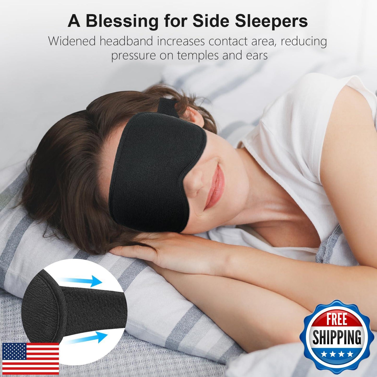 Gritin 100% Blackout Sleep Eye Mask for Women Men, Zero Pressure Sleeping Mas