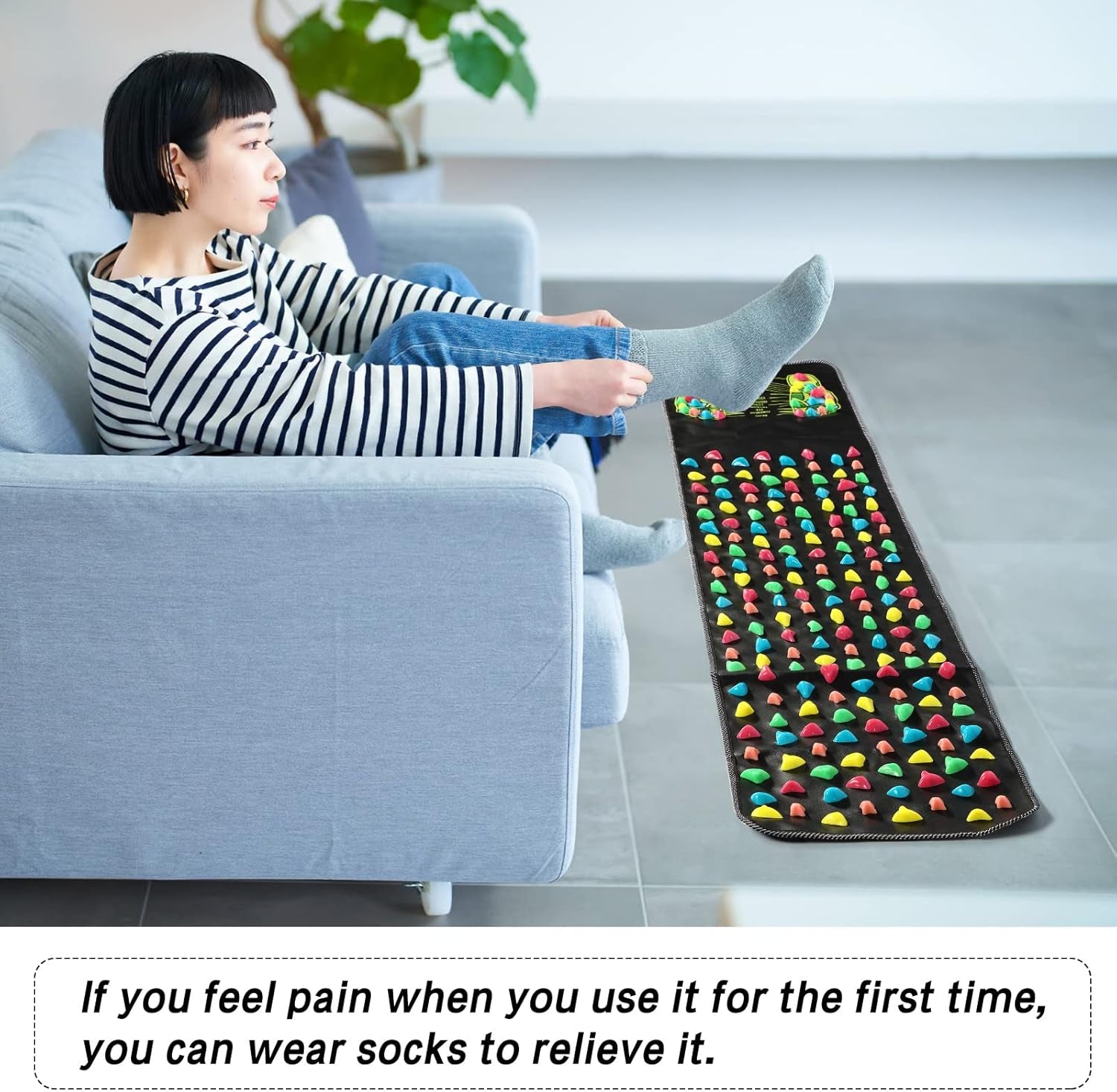 Foot Massage Mat Reflexology Walk Stone Road for Acupressure Foot Massage Acupoint Mat for Long Sitting Elderly Students and Office Workers(68.9 X 13.78 Inches)
