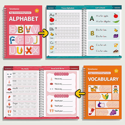Magic Grooved Writing Practice Books for Kids 3-8