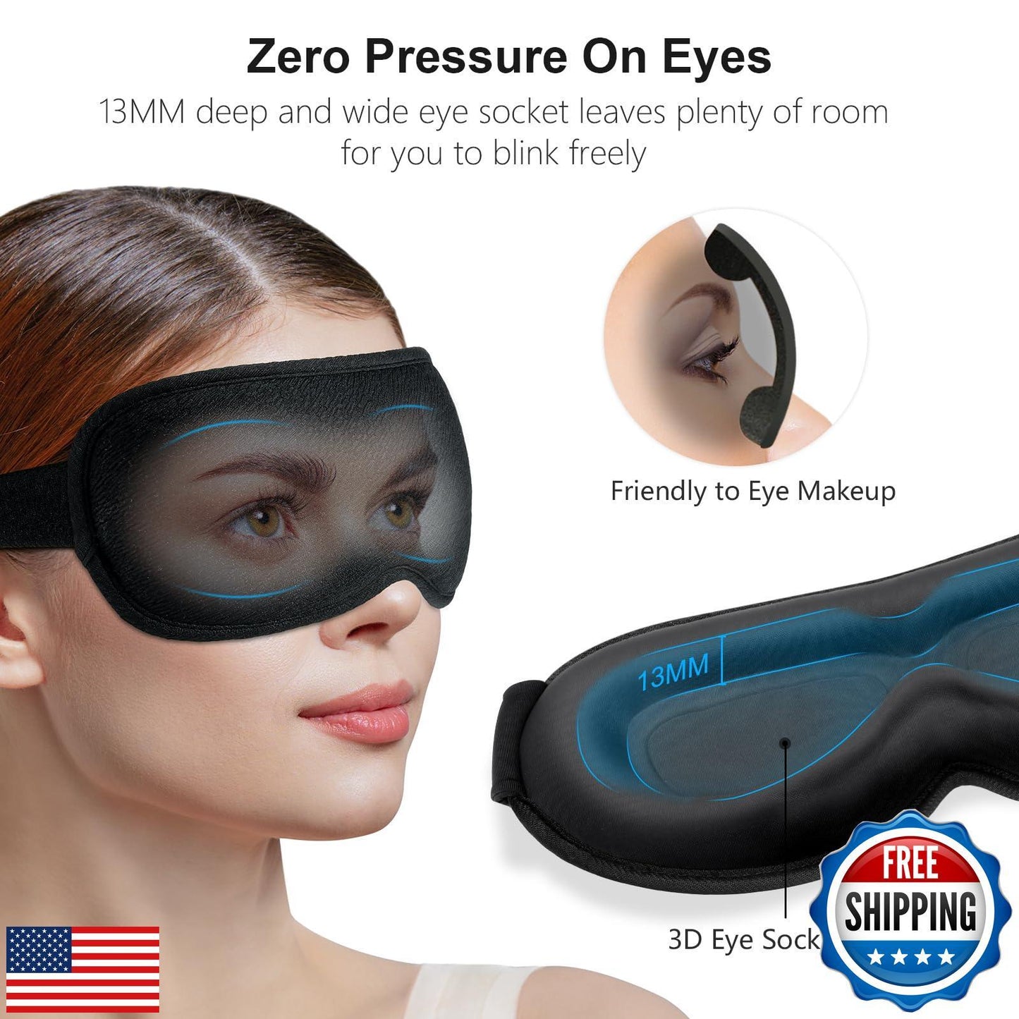 Gritin 100% Blackout Sleep Eye Mask for Women Men, Zero Pressure Sleeping Mas