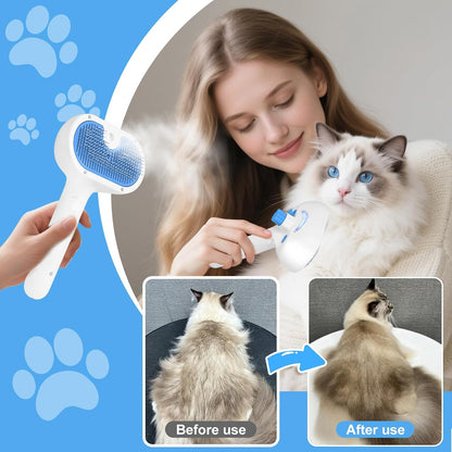Pet Steam Brush for Dog, Cat Brushes for Indoor Cats - 1 Waterless Shampoo