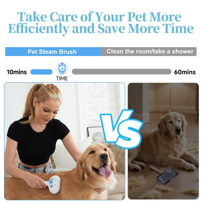 Pet Steam Brush for Dog, Cat Brushes for Indoor Cats - 1 Waterless Shampoo
