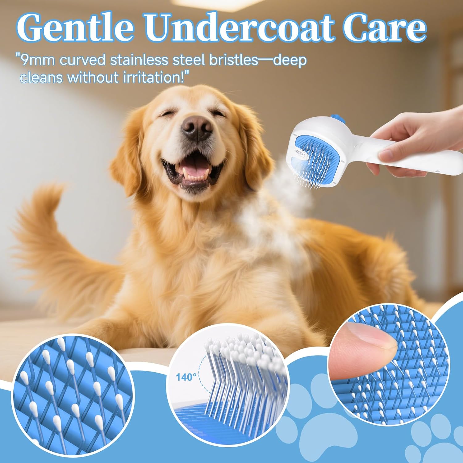 Pet Steam Brush for Dog, Cat Brushes for Indoor Cats - 1 Waterless Shampoo