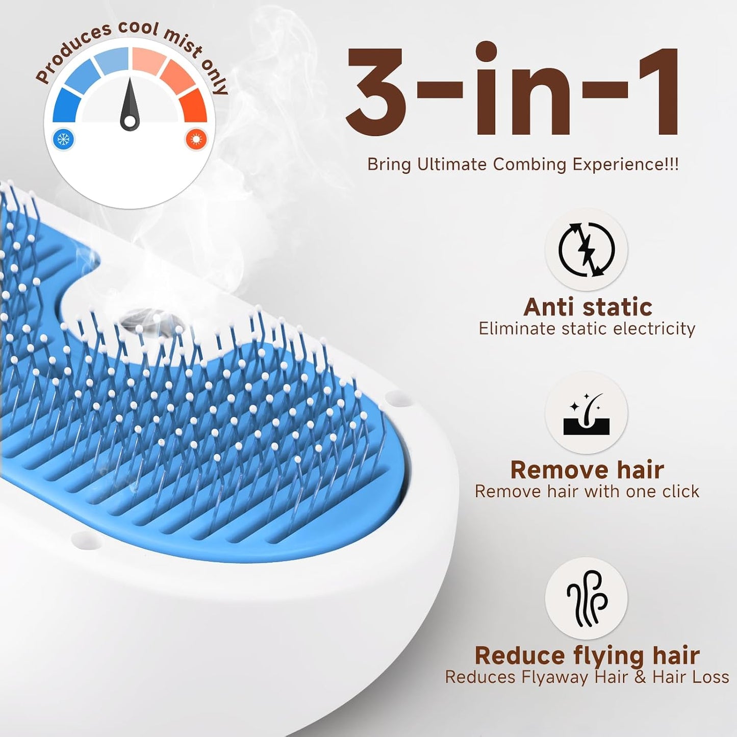 Pet Steam Brush for Dog, Cat Brushes for Indoor Cats - 1 Waterless Shampoo
