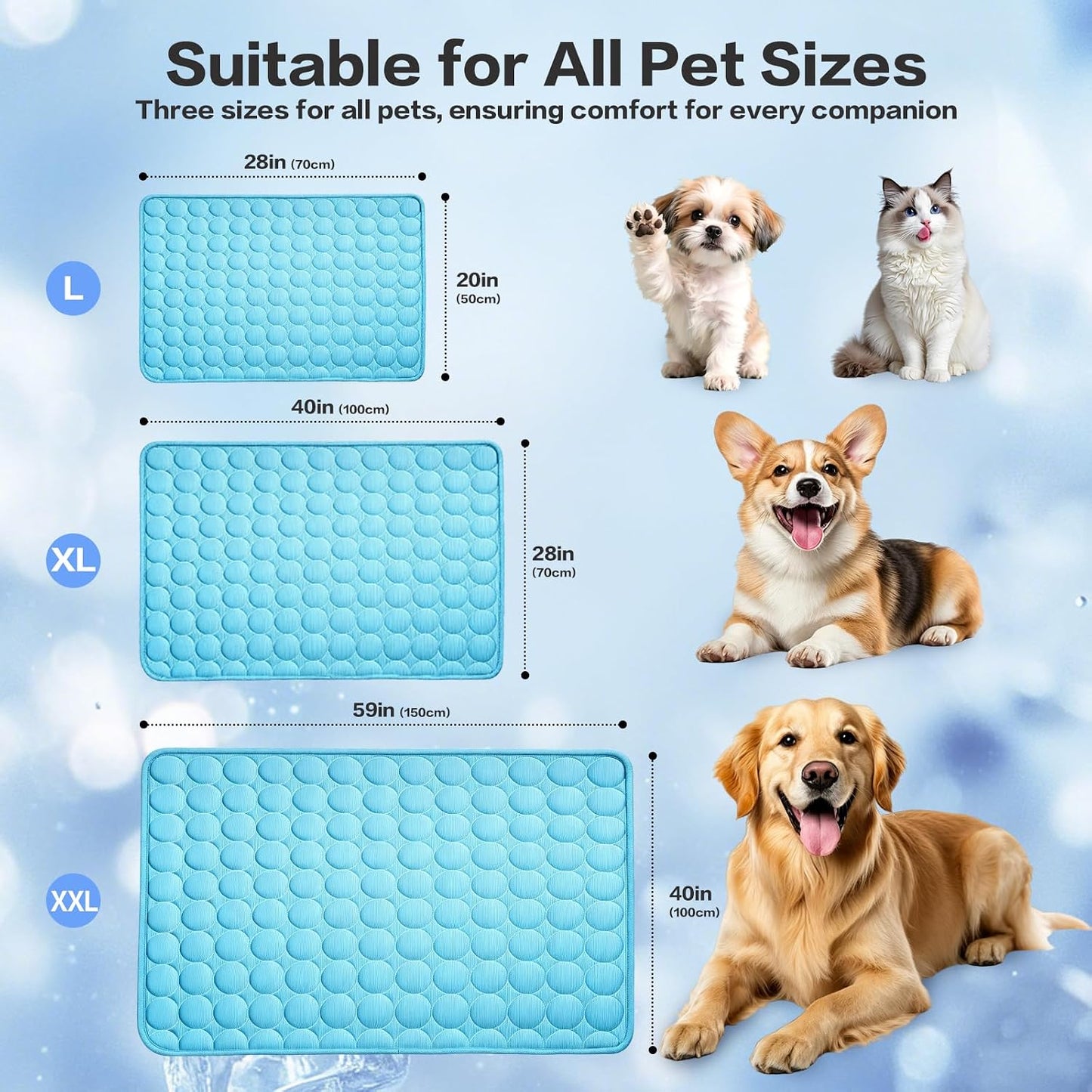 Arc-Chill Pet Cooling Mat for Dogs Cats, Washable Non-Slip Pad