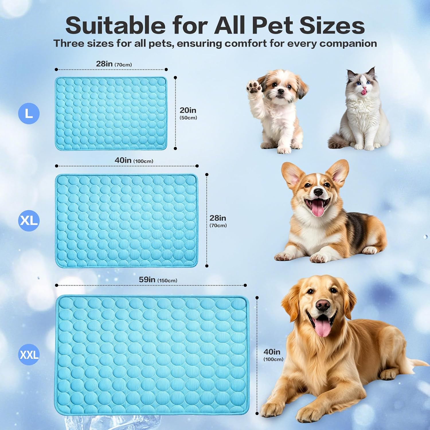 Arc-Chill Pet Cooling Mat for Dogs Cats, Washable Non-Slip Pad