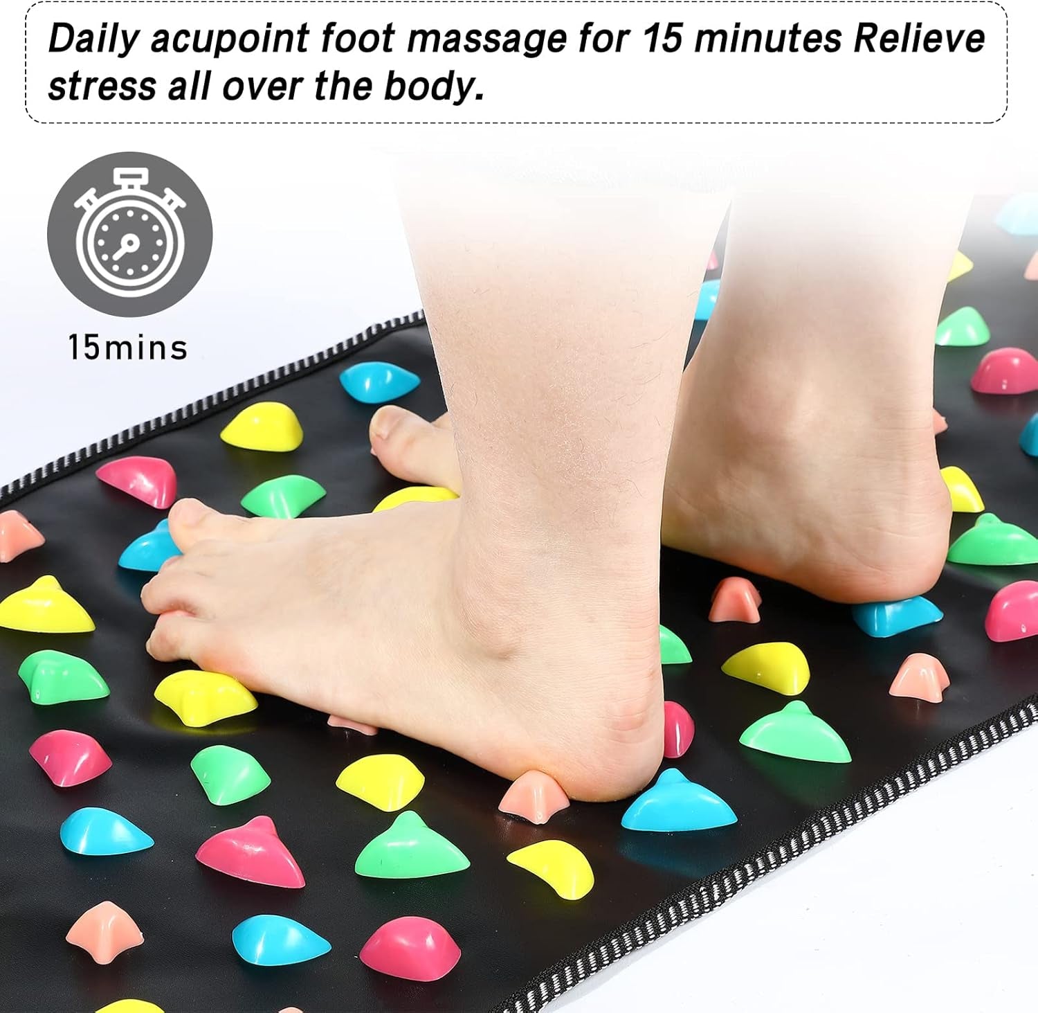 Foot Massage Mat Reflexology Walk Stone Road for Acupressure Foot Massage Acupoint Mat for Long Sitting Elderly Students and Office Workers(68.9 X 13.78 Inches)