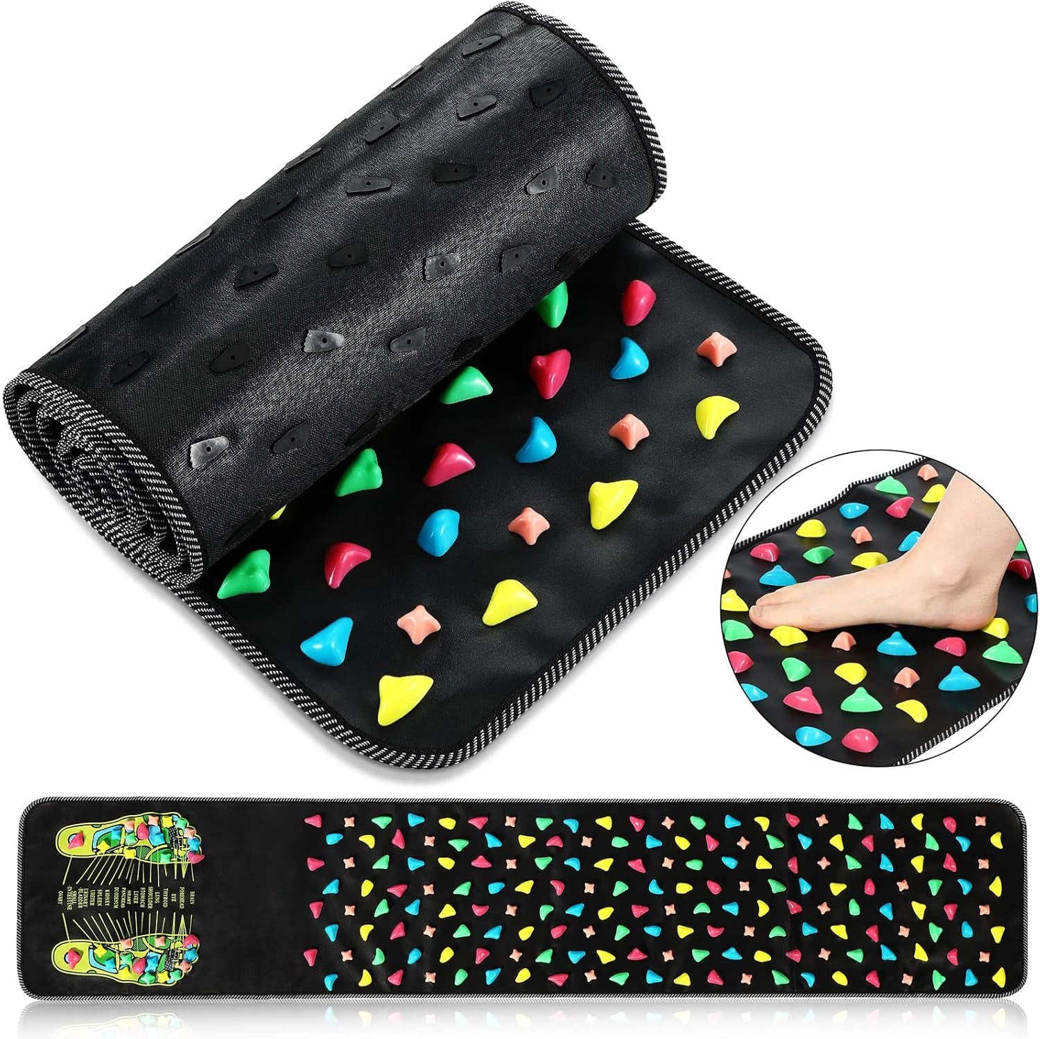 Foot Massage Mat Reflexology Walk Stone Road for Acupressure Foot Massage Acupoint Mat for Long Sitting Elderly Students and Office Workers(68.9 X 13.78 Inches)